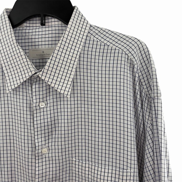 Ermenegildo Zegna Other - Ermenegildo Zegna White Windowpane Dress Shirt Mens 18.5 47 Pocket French Cuff